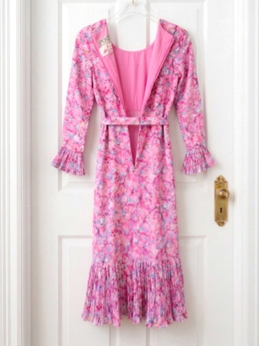 Vintage Posh by Jay Anderson Pink Floral Midi Dress Size 2 - Picture 9 of 13